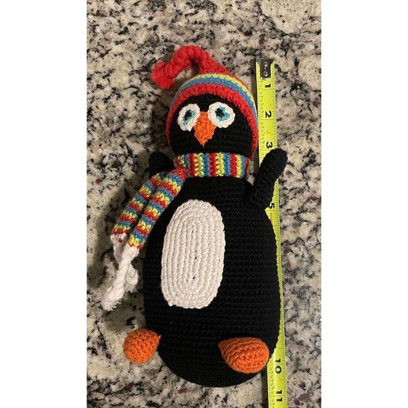 Pebble Crochet Knit Penguin Doll Baby Soft Toy Rattle Organic Hathay Bunano - Picture 6 of 6
